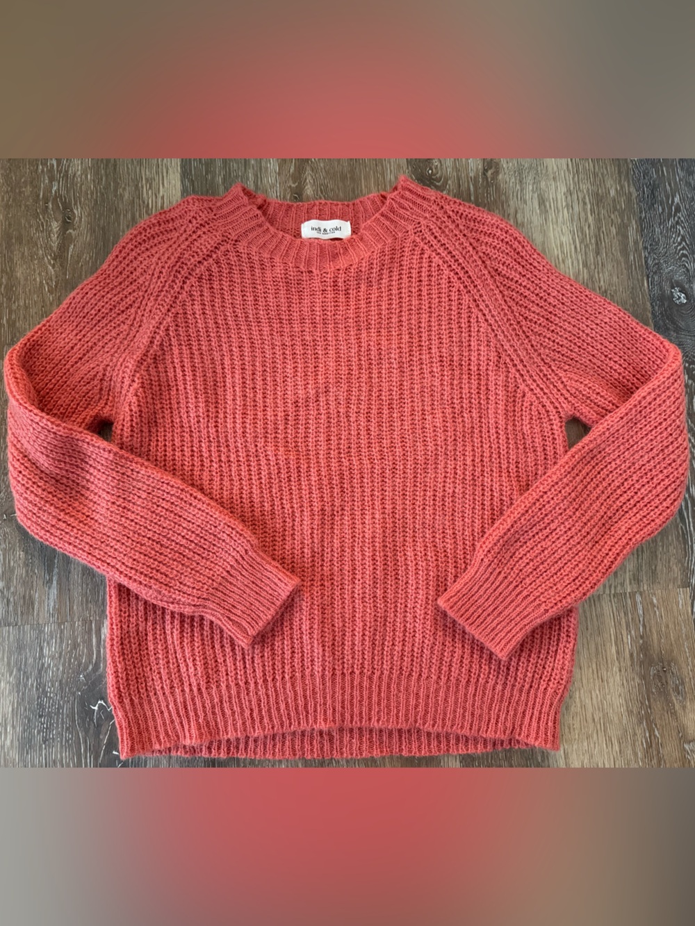 Indi & Cold Women's Coral English Ribbed Sweater EA655 Made In Italy
